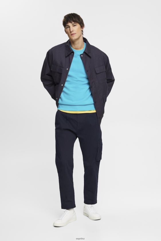Men Esprit Aqua Green Sweatshirt with embroidered sleeve logo Sweatshirts & Hoodies XF4444724 - Image 2