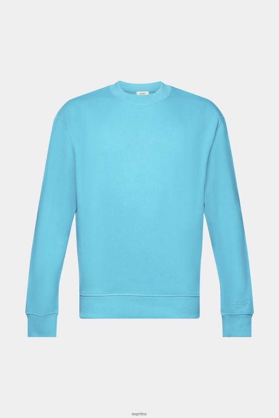 Men Esprit Aqua Green Sweatshirt with embroidered sleeve logo Sweatshirts & Hoodies XF4444724 - Image 5