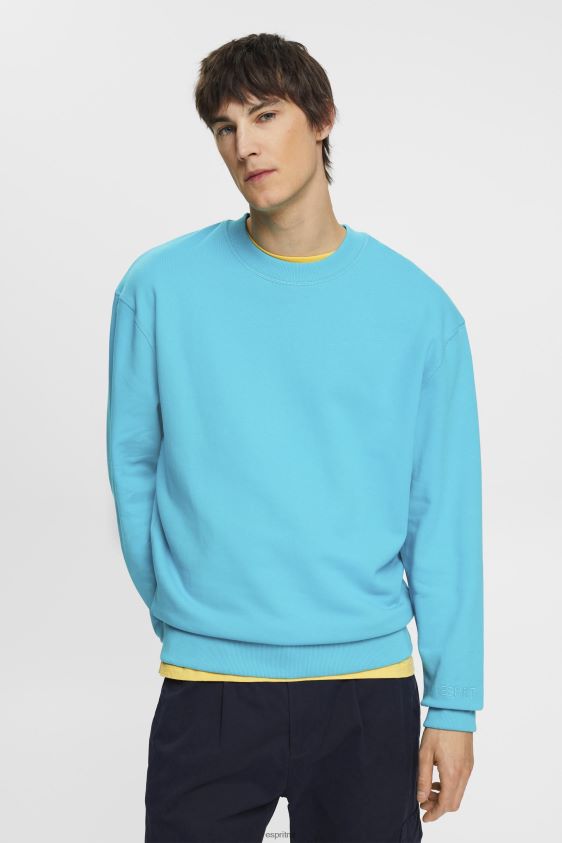 Men Esprit Aqua Green Sweatshirt with embroidered sleeve logo Sweatshirts & Hoodies XF4444724 - Image 1