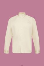 Men Esprit Beige Button-down cotton shirt Shirts XF4444659 - Image 5