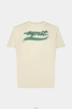 Men Esprit Beige Retro logo print cotton t-shirt T-Shirts XF4444630 - Image 5