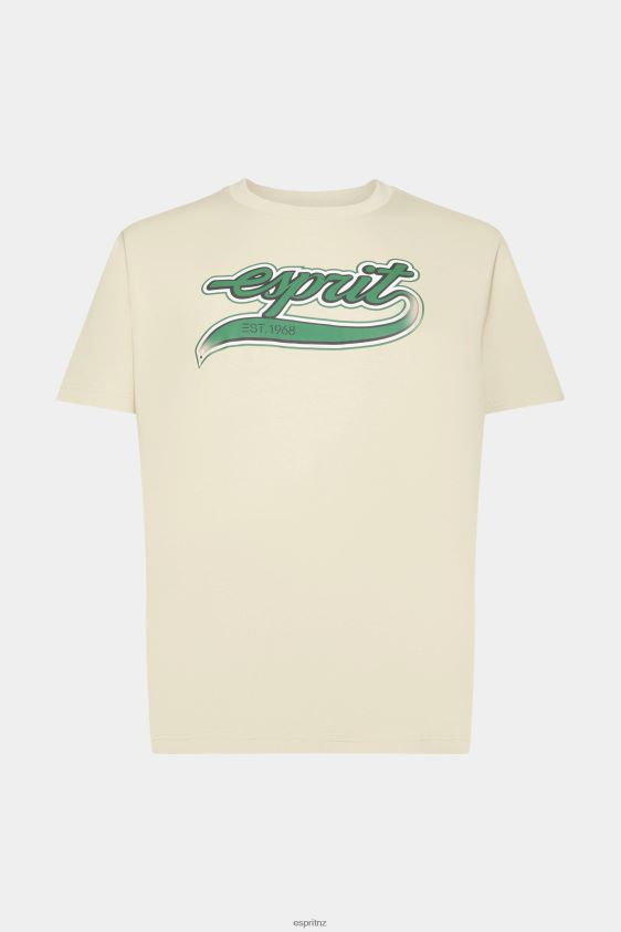 Men Esprit Beige Retro logo print cotton t-shirt T-Shirts XF4444630 - Image 5
