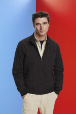 Men Esprit Black Bomber jacket with stand-up collar Jackets XF4444713
