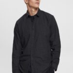 Men Esprit Black Checked slim fit shirt Shirts XF4444687
