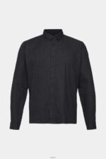 Men Esprit Black Checked slim fit shirt Shirts XF4444687 - Image 5