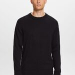 Men Esprit Black Cotton Crewneck Sweatshirt Sweatshirts & Hoodies XF4444578