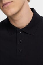Men Esprit Black Cotton Mesh Polo Shirt Polos XF4444566 - Image 3