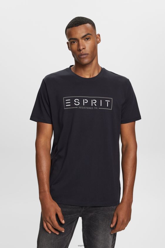 Men Esprit Black Jersey logo T-shirt, 100% cotton T-Shirts XF4444733 - Image 1