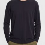 Men Esprit Black Jersey long sleeve top Long Sleeve XF4444946