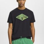 Men Esprit Black Logo print cotton t-shirt T-Shirts XF4444623