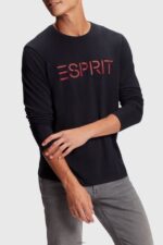 Men Esprit Black Logo print jersey t-shirt T-Shirts XF4444862