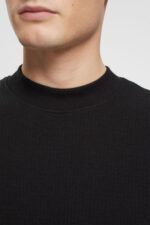 Men Esprit Black Ribbed long sleeve top Long Sleeve XF4444818 - Image 3
