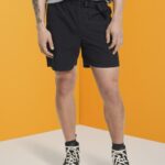 Men Esprit Black Shorts with integrated belt Shorts XF4444671