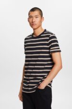 Men Esprit Black Striped jersey t-shirt, 100% cotton T-Shirts XF4444590