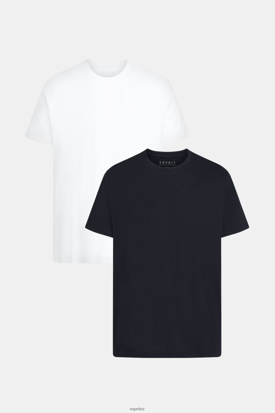 Men Esprit Black & White Two-pack crewneck cotton t-shirts T-Shirts XF4444857 - Image 4