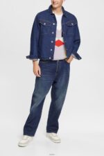Men Esprit Blue Dark Wash Denim jacket Jackets XF4444879 - Image 2