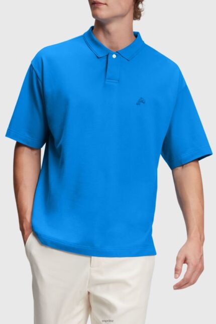 Men Esprit Blue Dolphin Tennis Club Relaxed Polo Polos XF4444878
