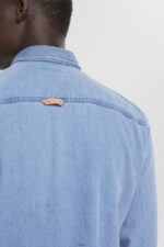 Men Esprit Blue Light Wash Denim shirt Shirts XF4444737 - Image 3