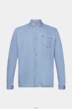 Men Esprit Blue Light Wash Denim shirt Shirts XF4444737 - Image 5