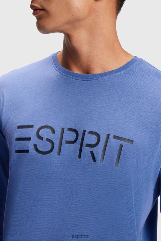 Men Esprit Blue Logo print jersey t-shirt T-Shirts XF4444867 - Image 2
