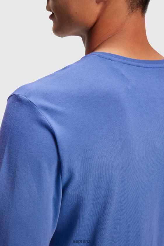 Men Esprit Blue Logo print jersey t-shirt T-Shirts XF4444867 - Image 3