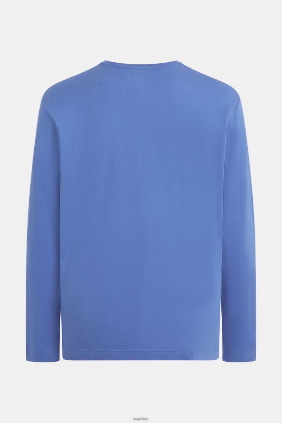 Men Esprit Blue Logo print jersey t-shirt T-Shirts XF4444867 - Image 5