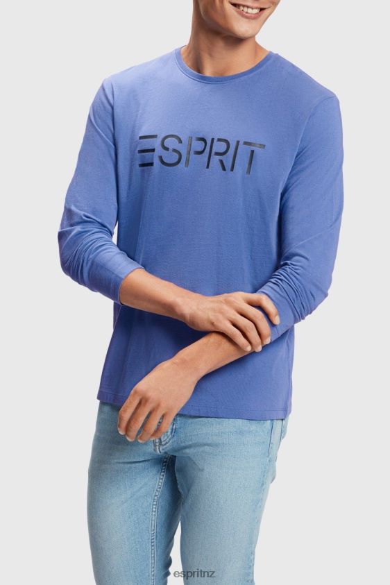 Men Esprit Blue Logo print jersey t-shirt T-Shirts XF4444867 - Image 1