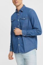 Men Esprit Blue Medium Wash Denim shirt Shirts XF4444833
