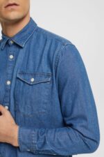 Men Esprit Blue Medium Wash Denim shirt Shirts XF4444833 - Image 3