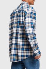 Men Esprit Blue Plaid flannel shirt Shirts XF4444793 - Image 3