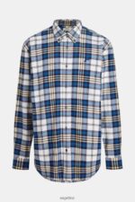 Men Esprit Blue Plaid flannel shirt Shirts XF4444793 - Image 6