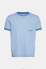 Men Esprit Blue Striped knitted t-shirt T-Shirts XF4444899 - Image 5