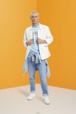 Men Esprit Blue Sustainable cotton striped T-shirt T-Shirts XF4444743 - Image 2