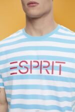 Men Esprit Blue Sustainable cotton striped T-shirt T-Shirts XF4444743 - Image 3