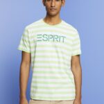 Men Esprit Citrus Green Sustainable cotton striped T-shirt T-Shirts XF4444742