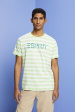 Men Esprit Citrus Green Sustainable cotton striped T-shirt T-Shirts XF4444742