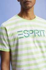 Men Esprit Citrus Green Sustainable cotton striped T-shirt T-Shirts XF4444742 - Image 3