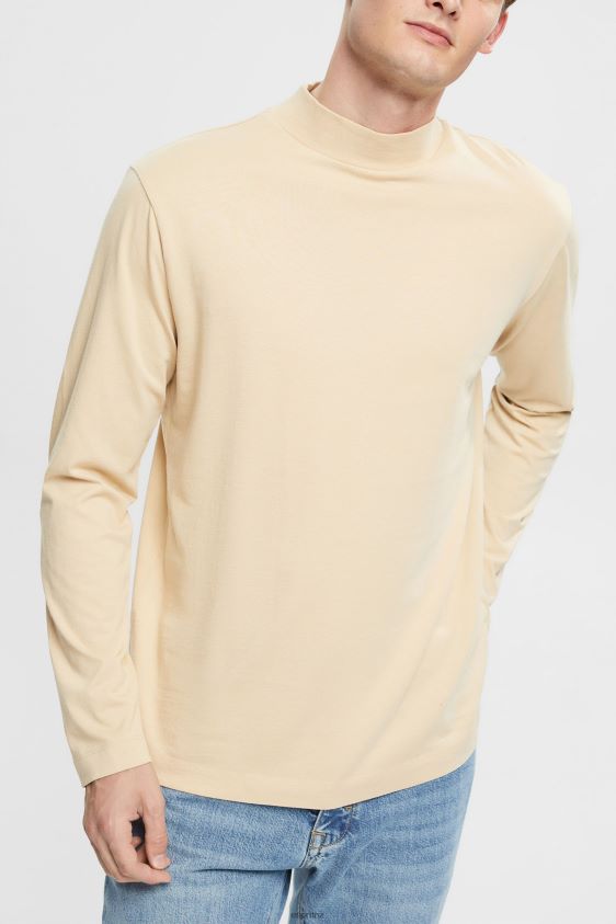 men_esprit_cream_beige_stand_up_collar_long_sleeve_top_long_sleeve_xf4444945.jpg Men Esprit Cream Beige Stand-up collar long sleeve top Long Sleeve XF4444945 - Image 1