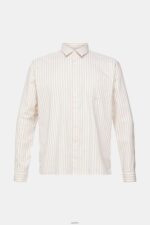 Men Esprit Cream Beige Striped shirt Shirts XF4444871 - Image 5