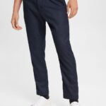 Men Esprit Dark Blue Textured suit trousers Trousers & Pants XF4444880