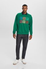 Men Esprit Dark Green Logo sweatshirt, 100% organic cotton Sweatshirts & Hoodies XF4444581 - Image 2