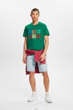 Men Esprit Dark Green Logo t-shirt, 100% cotton T-Shirts XF4444588 - Image 2