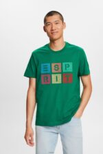Men Esprit Dark Green Logo t-shirt, 100% cotton T-Shirts XF4444588