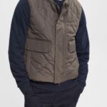 Men Esprit Dark Khaki Quilted vest Vest XF4444842