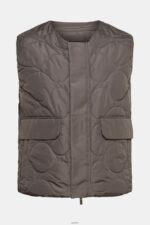 Men Esprit Dark Khaki Quilted vest Vest XF4444842 - Image 5