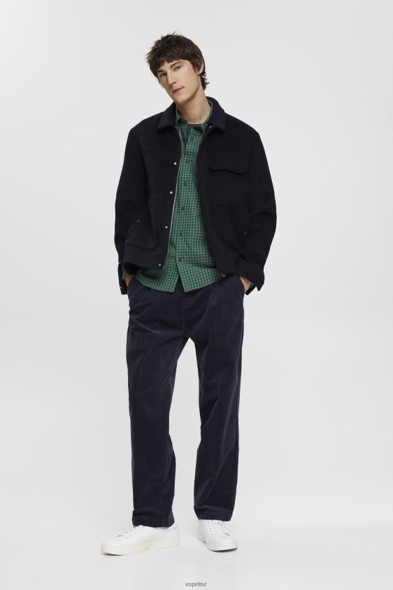 Men Esprit Dark Teal Green Checked slim fit shirt Shirts XF4444688 - Image 2