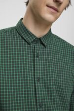 Men Esprit Dark Teal Green Checked slim fit shirt Shirts XF4444688 - Image 3