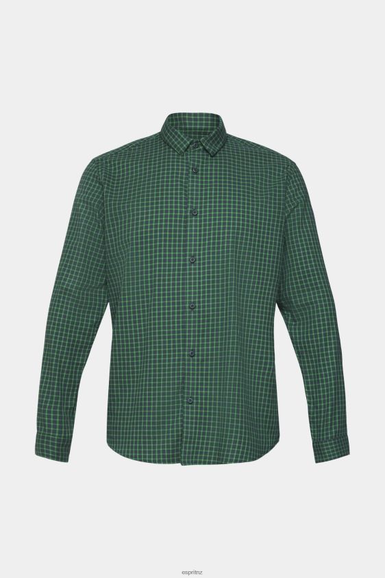 Men Esprit Dark Teal Green Checked slim fit shirt Shirts XF4444688 - Image 5