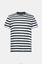 Men Esprit Dark Teal Green Striped crewneck T-shirt T-Shirts XF4444769 - Image 5