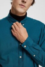 Men Esprit Dark Turquoise Button down cotton shirt Shirts XF4444813 - Image 3